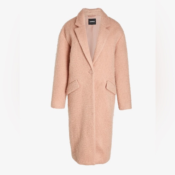 NWOT Express Wool Blend Dusty Pink Women Coat. One button closer. Two packets. - Picture 9 of 9